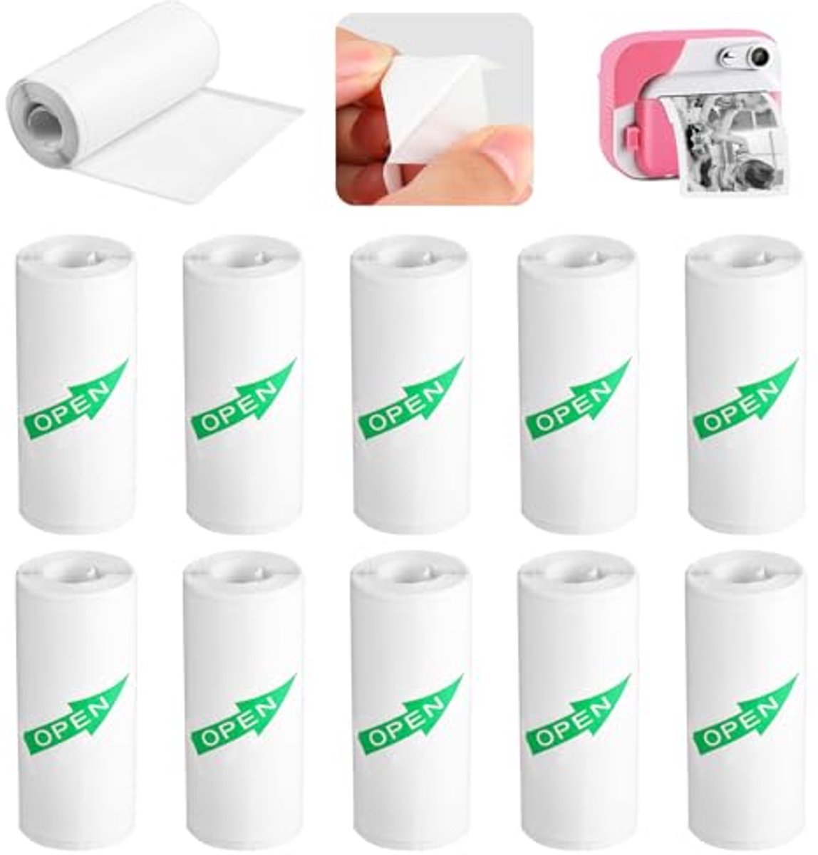 Mini-printerstickerpapierrol 10 stuks - Thermisch Inktvrij Printpapier voor Eenvoudig Gebruik