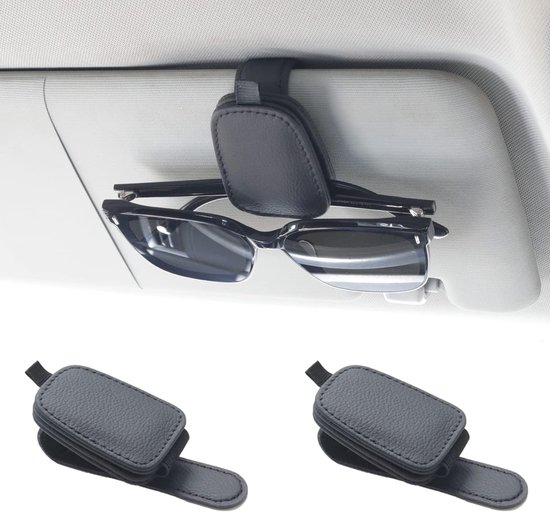 Porte-Lunettes De Soleil Magnétique YanBous Pour Voiture - Lot De 3, Cuir PU, Gris/Noir/Beige