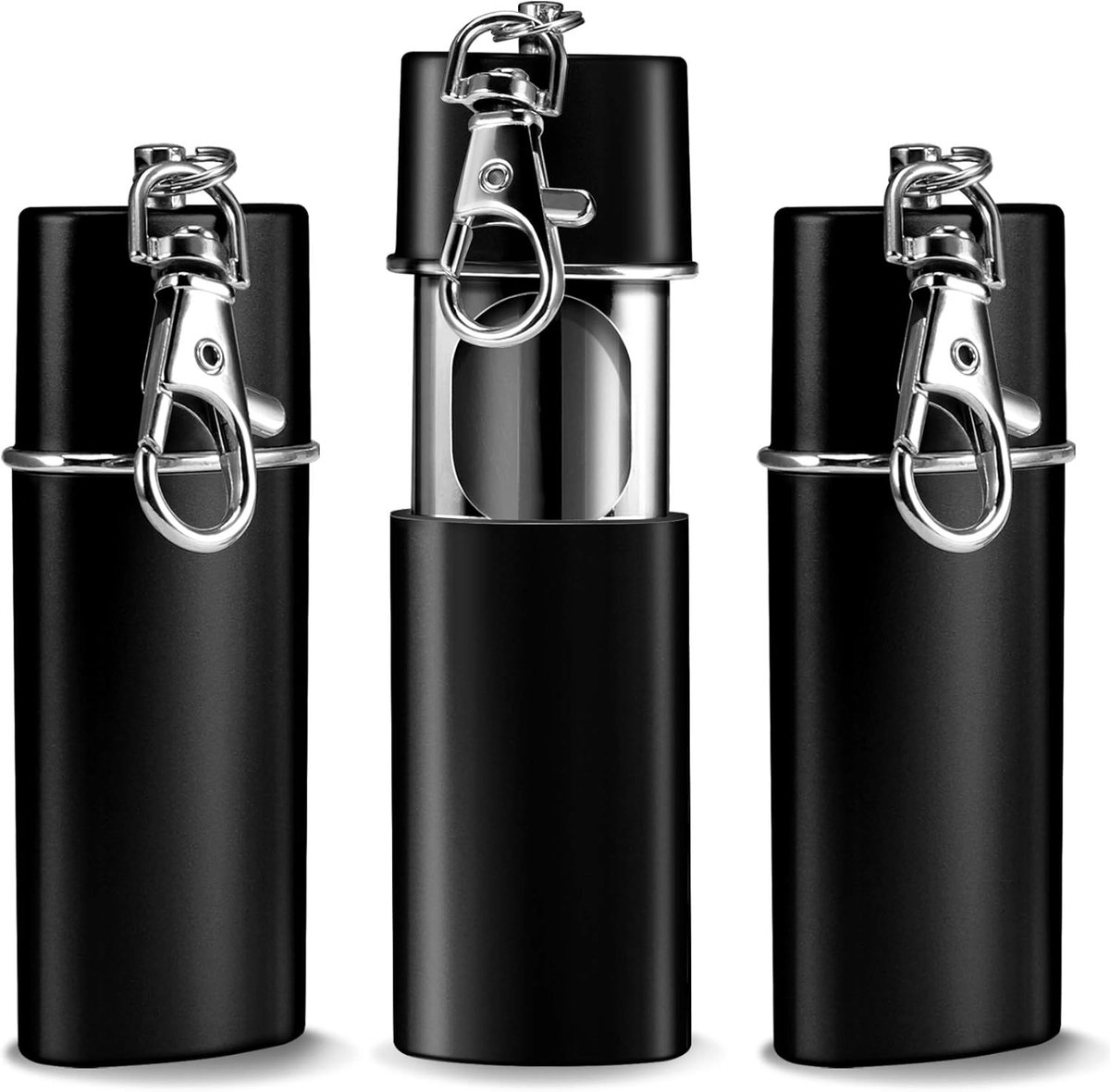 Sigarettenasbak, 3-pack, geurbestendig, reisasbak, afhaalasbak, afhaalasbak (zwart)