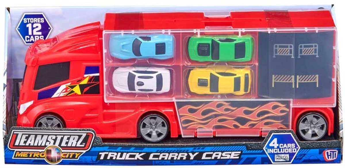 Teamsterz Metro City Truck Carry Case - Vrachtwagen met 4 auto's - Vanaf 3 jaar