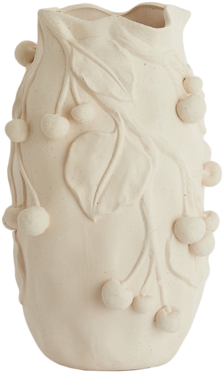 CHERRY vaas keramiek mat crème – 20x19,5x30,5 cm