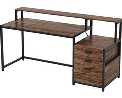 Computerbureau Novia - Met 3 lades - 150cm - Bruin - Bureau - Voor thuis of werk en meer
