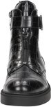 Bottines noires à imprimé crocodile, fermeture éclair et boucle.