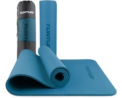 Tunturi Yoga Mat 8mm - Pilates mat - Extra dikke fitness mat - 183x61x0,8 cm - Incl Draagtas - Ecologisch materiaal - Eenvoudig te reinigen - Petrol Blauw