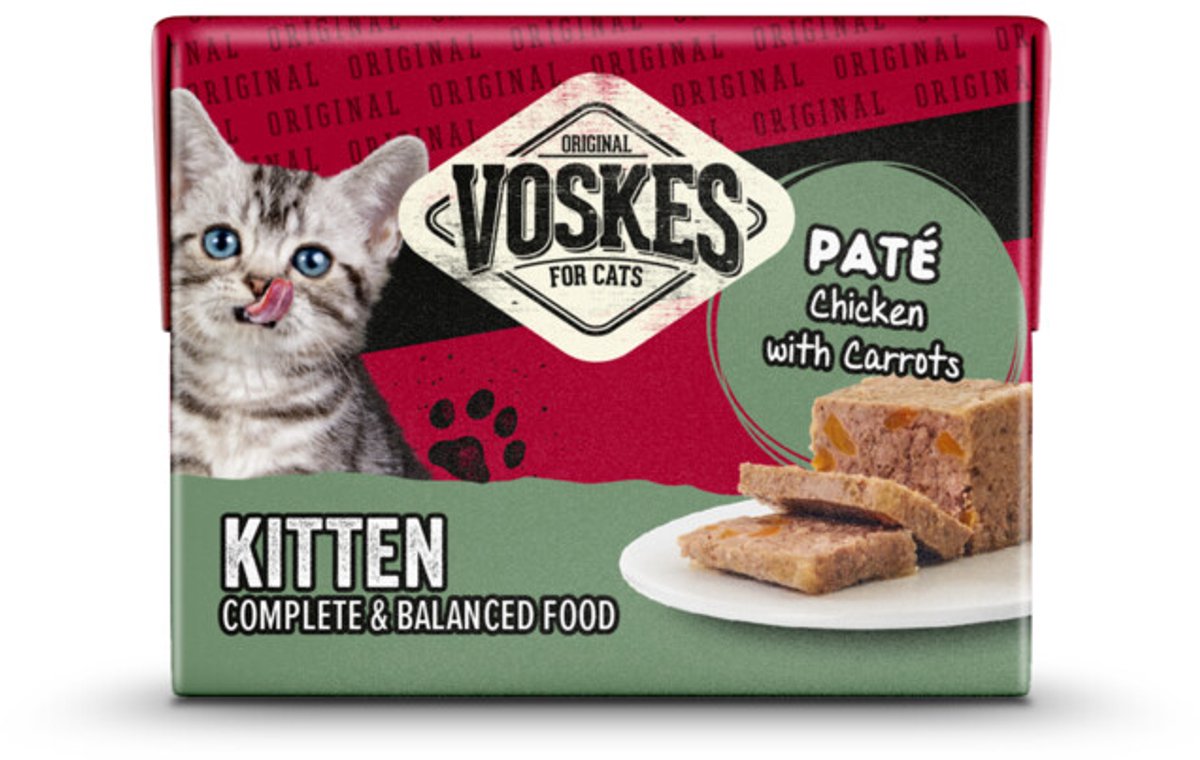 Voskes Voskes Original Paté Kitten Kip & Wortelen - 8 x 95 gr
