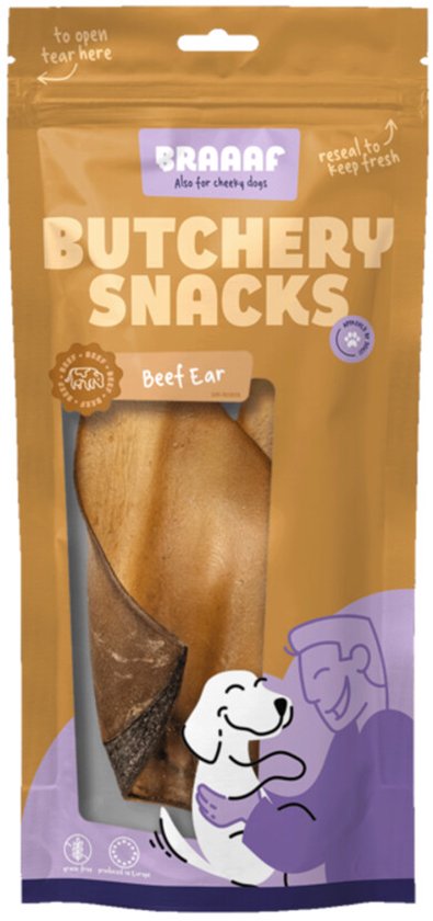 Braaaf Butchery Beef Ear Hondensnack - 2 stuks