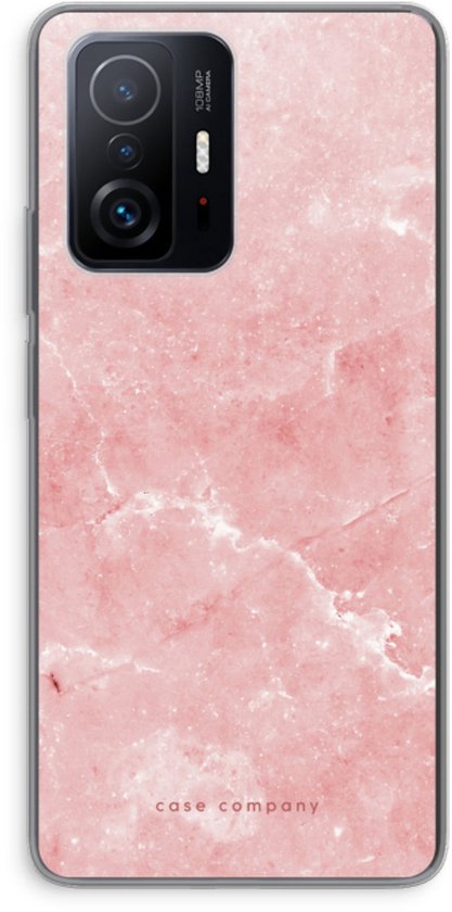 Téléphone Xiaomi 11T avec coque marbre rose.