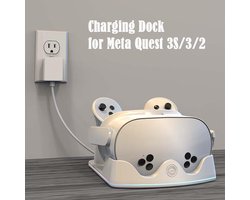 VR Headset Oplaadstation - VR Dock - VR Accessoires Opbergen - Met RGB Verlichting - Voor Quest 2/3 - Wit