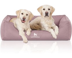 Knuffelwuff orthopedisch waterafstotend hondenbed Leon van velours met handgeweven karakter oversized XXXL 155 x 105cm roze
