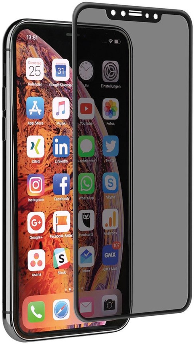 Muvit Iphone Xs Max Privacy Case Friendly Gehard Glazen Schermbeschermer Transparant