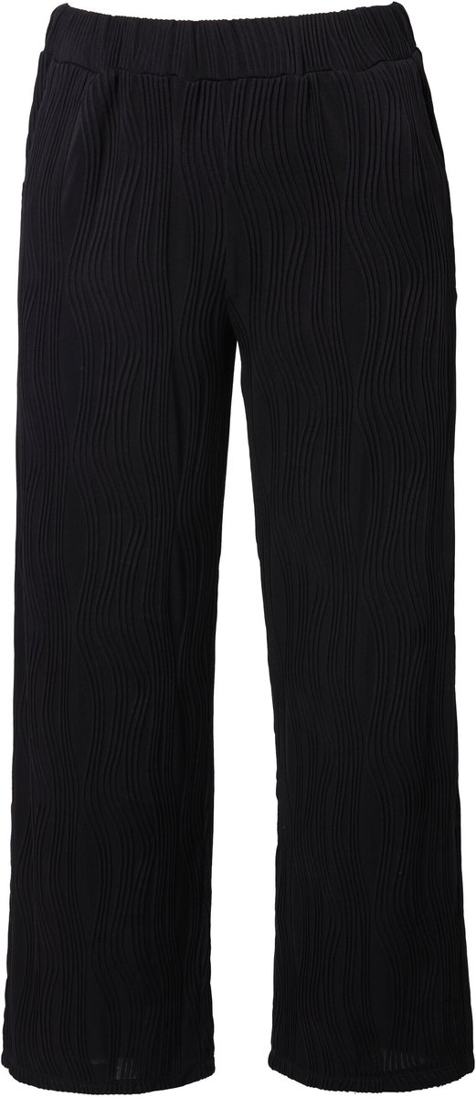 Angel of Style - Dames - Broek wijde pijpen structuur elastische tailleband - Zwart - Maat 42