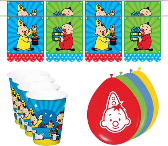 Bumba kinderfeestje versiering - verjaardag - 2x vlaggetjes - 8x bekers - 16x ballonnen - voor 8 personen