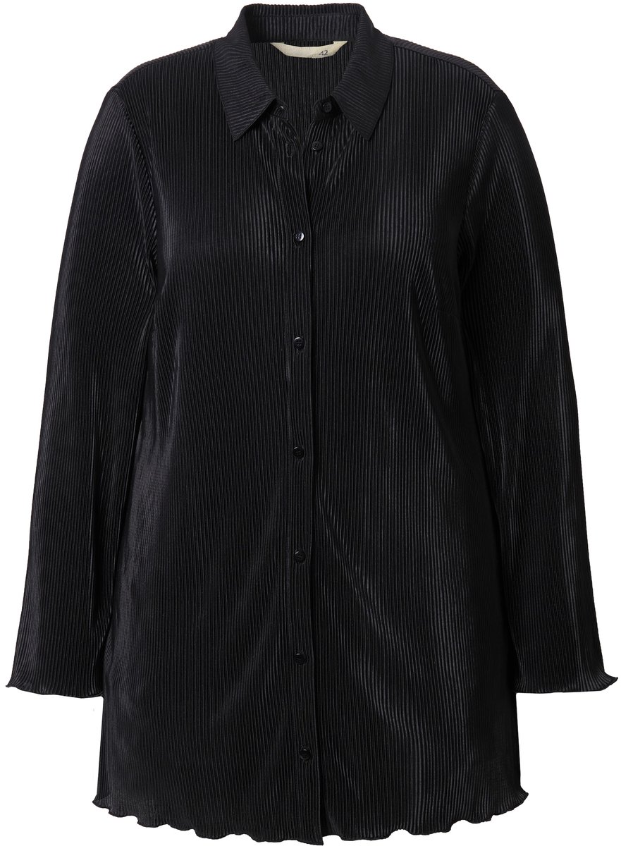 MIAMODA - Dames - Geplooide blouse A-lijn wijde lange mouwen - Zwart - Maat 42