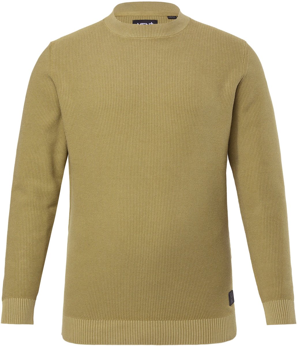 Men Plus - Heren - Trui katoen gestructureerd breisel vintage look - Groen - Maat 4XL