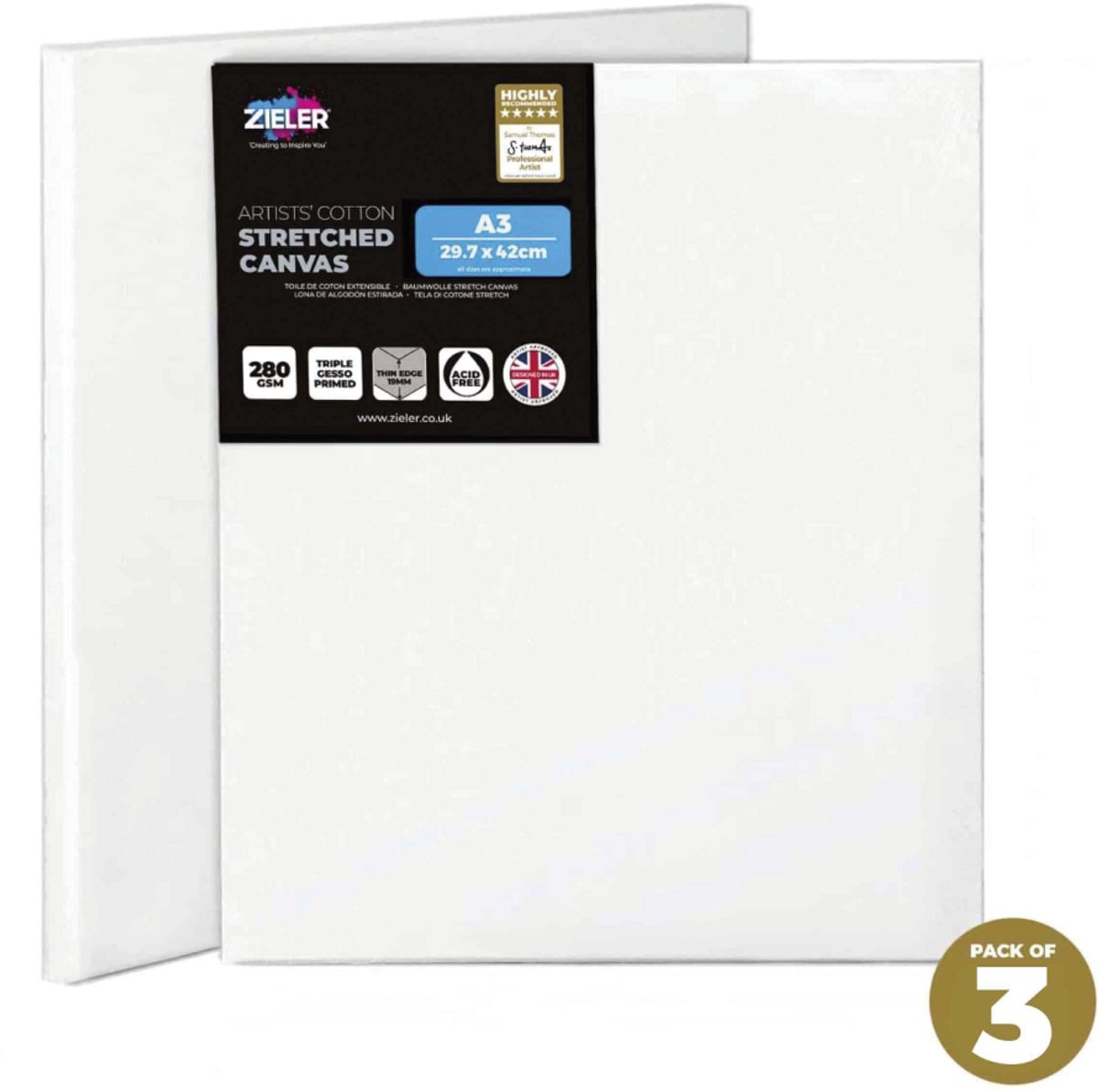 Zieler Premium Katoen Schildersdoek A3 Set 3X