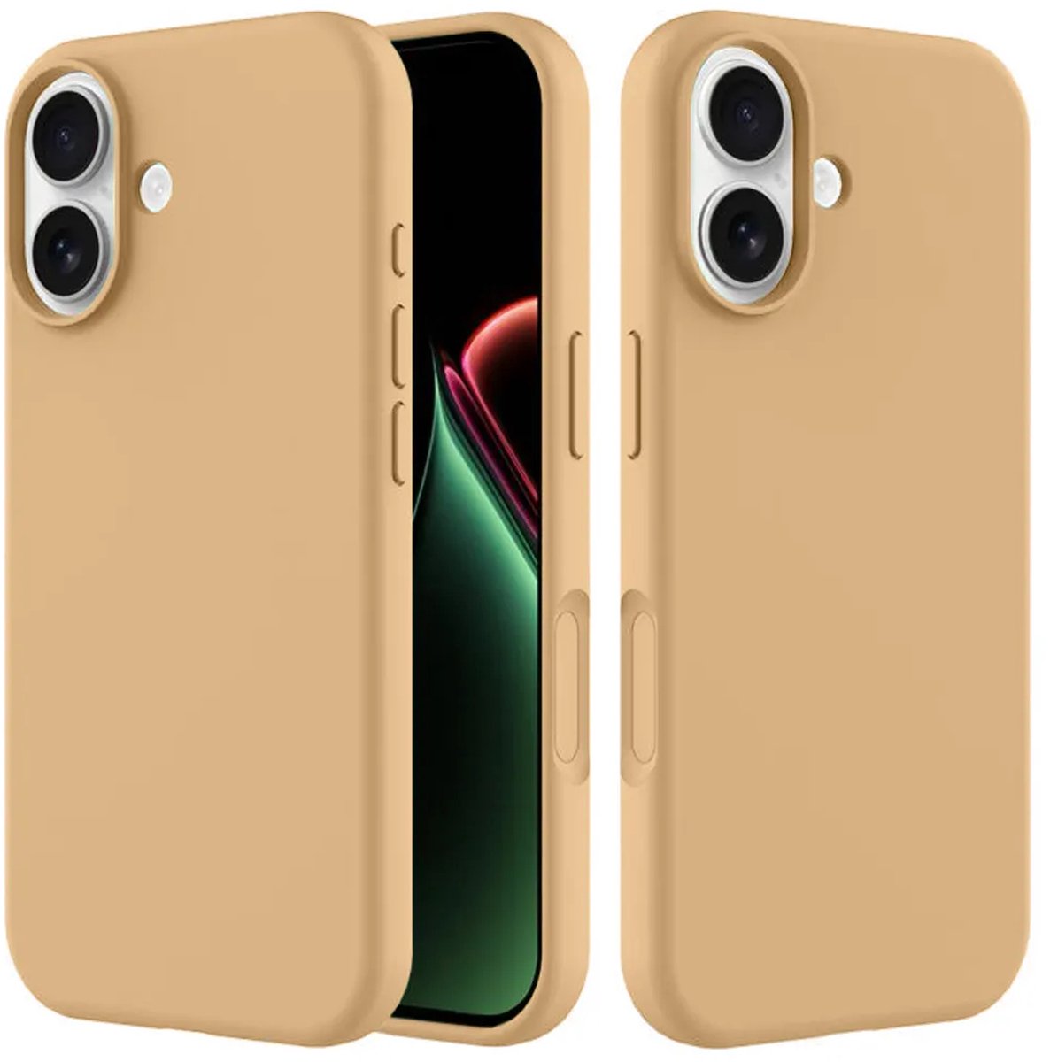 MobyDefend Hoesje - Geschikt voor iPhone 17 - Matte Siliconen Backcover - Licht Oker