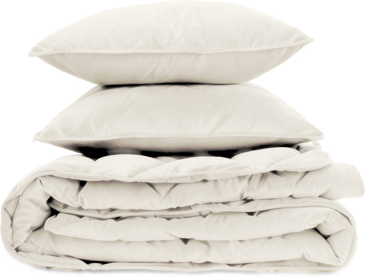 Sleeptime 2 in 1 Velvet Dekbed zonder Overtrek Dekbed - Dekbed inclusief slopen - 200 x 200 - Beige