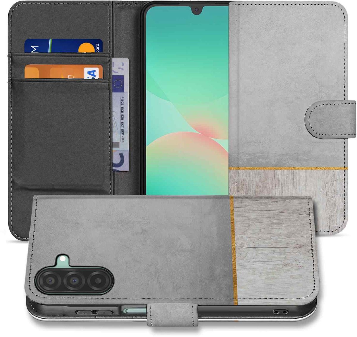 Samsung Galaxy A26 Wood Concrete Book Case