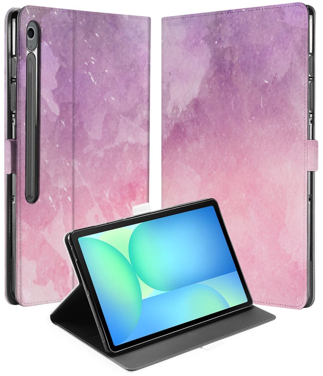 Samsung Galaxy Tab S10 FE Plus Tablet Hoesje Pink Purple Paint met Standaard