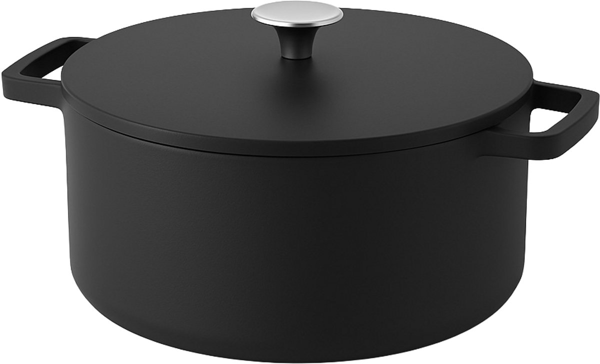 Cook & Pan - Gietijzeren Braadpan 28 cm - 6.5 liter - PFAS vrij - Inductie - Non stick - 25 jaar garantie - Zwart