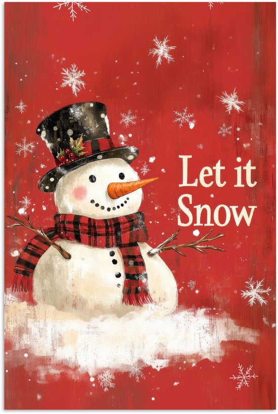 Poster 40x60 cm - Sneeuwpret - Winter - Sneeuwpop - Posters - Kamer decoratie - Wanddecoratie woonkamer - Muurdecoratie slaapkamer