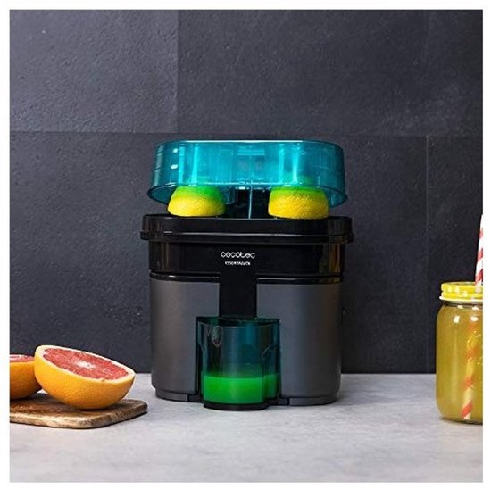 Cecotec Elektrische Orangenpresse EssentialVita Twice Black. 90 W, Doppelkopf und -schneider, Fruchtfleischfilter, 500-ml-Glas, spülmaschinenfeste Teile van Cecotec — afbeelding 2