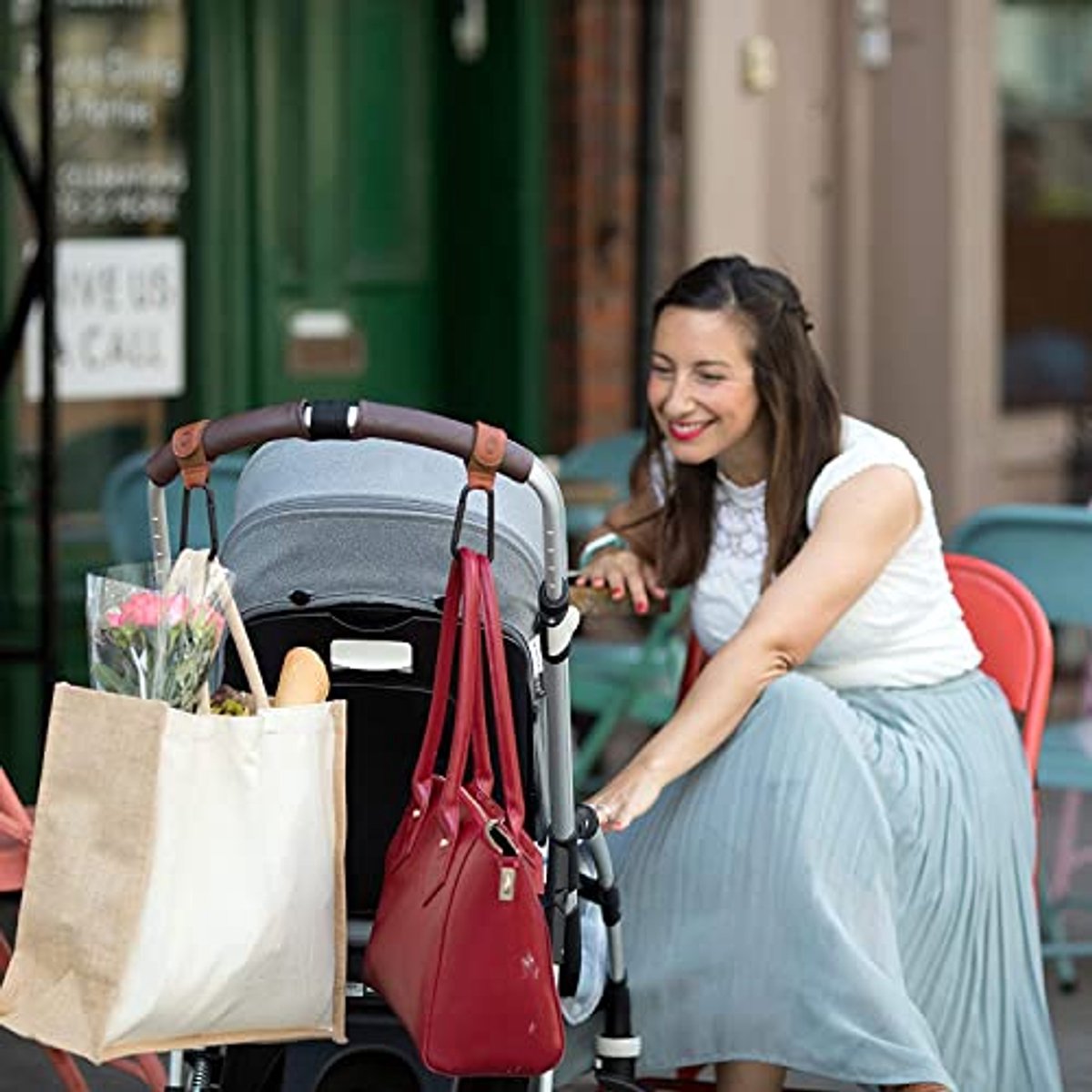 Bruine Kinderwagen Haken - Premium Stijl en Driemaal Bekroond - 2 Stuks