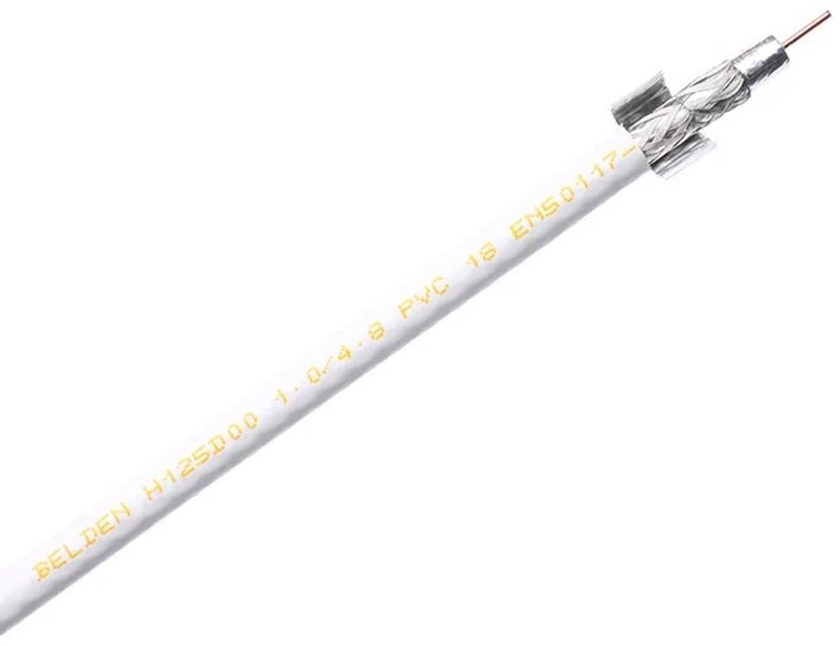 Belden H125D00 KabelKeur coaxkabel op haspel voor binnen | wit | 500 meter