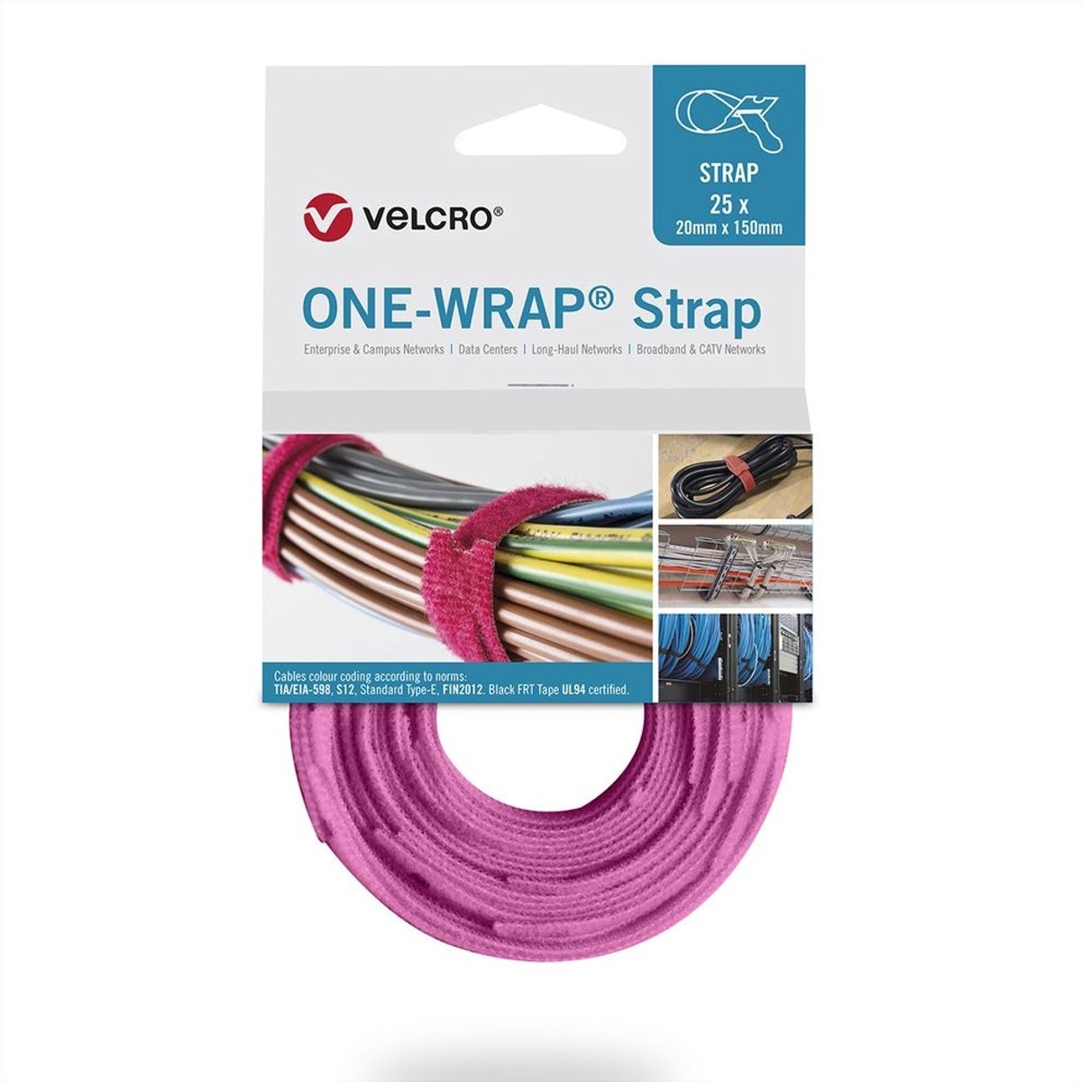 Velcro® ONE-WRAP® klittenband kabelbinder 20mm x 150mm Roze