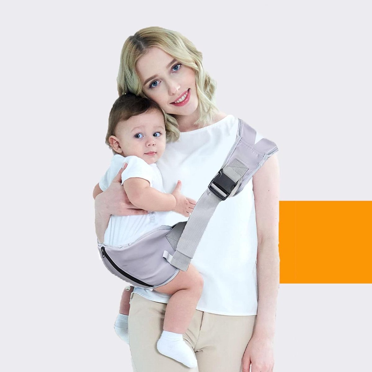 Allecto Plus - Ergonomische draagzak voor baby's en peuters tot 55 kg - Verstelbare draagbanden - Grijs