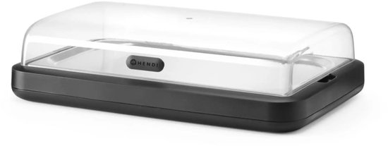 HENDI Koelopzetvitrine GN 1/1 - polypropyleen en rvs - 59,3x38,9x14,7 cm - zwart - voor buffet