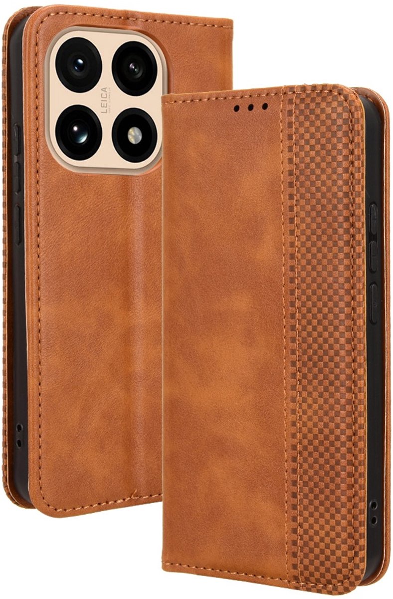 Coverup Hoesje - Geschikt voor Xiaomi 15T Hoesje - Coverup Vintage Style Book Case - Bruin