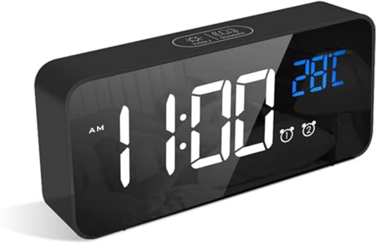 Digitale Alarmklok met LED-display, 10 Wektunes, Snoozefunctie en Dimbare Verlichting