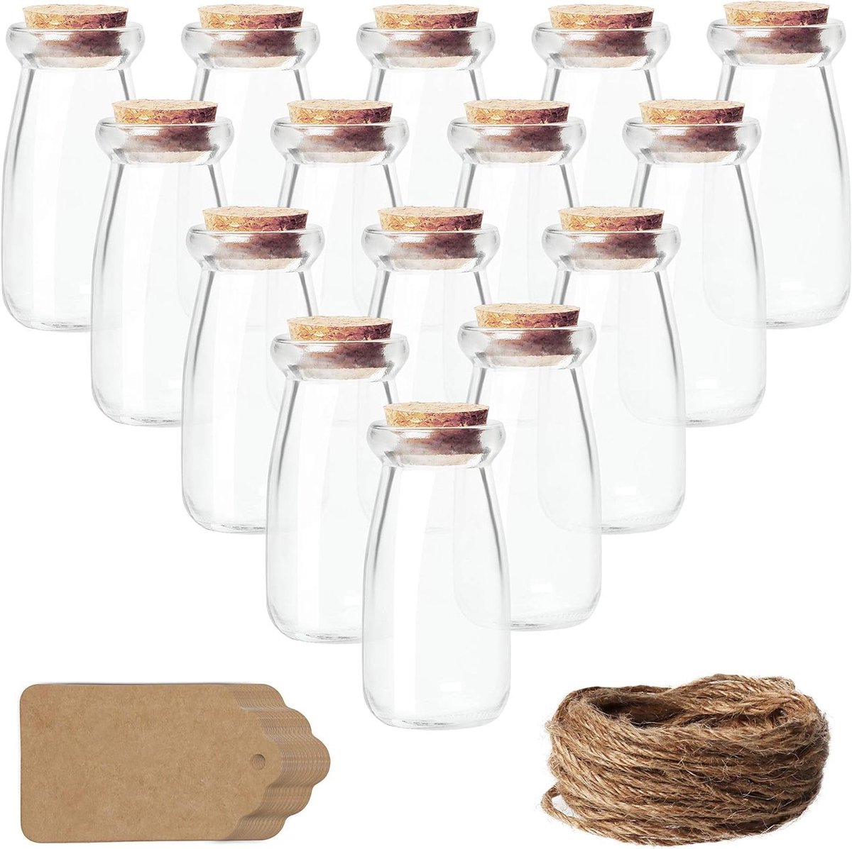 Orivio - Glazen Geschenk Pot Set met Kurken Deksels, 100 ml - Luchtdichte Opslag Potten voor Huwelijksgeschenken en Keukenspecerijen