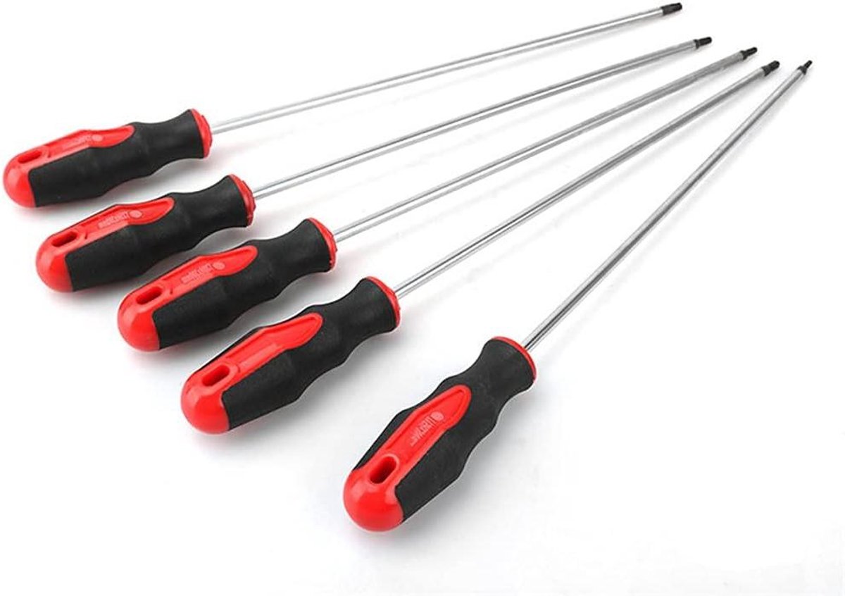 Allecto plus - Extra Lange Torx Schroevendraaier Set 5 stuks voor Thuis Reparatie - Schacht Lengte 12"/300mm - T15-T30 - Magnetisch - Security - S2 Staal