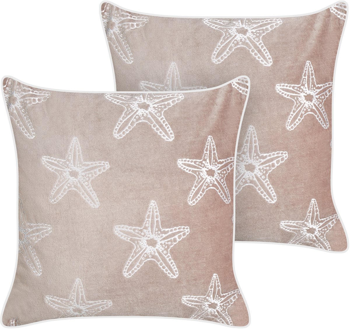 Beliani CERAMIUM - Sierkussen set van 2 - Pastelroze - 45 x 45 cm - Fluweel