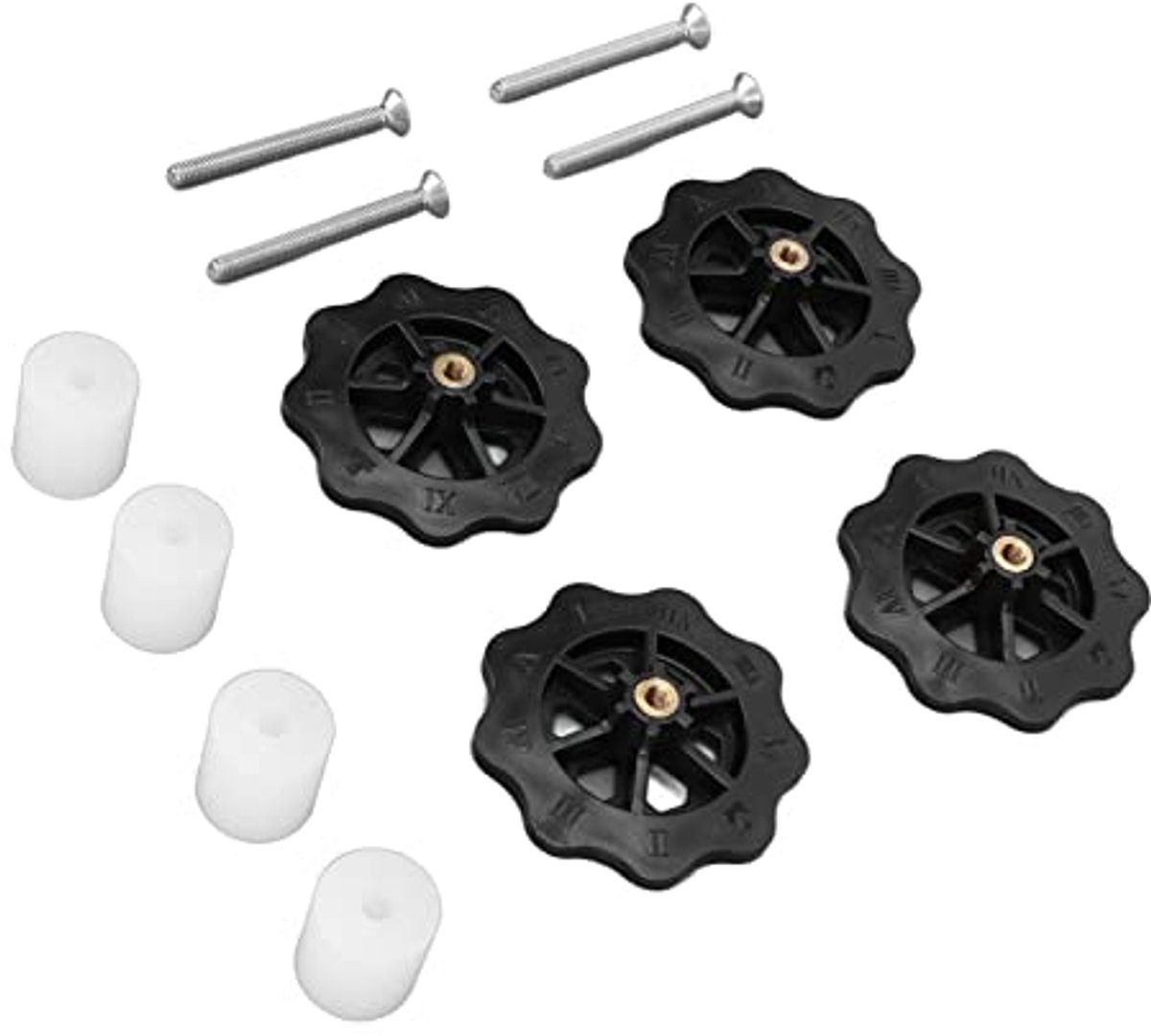 3D-printer Warmtebed-nivelleringsonderdelen, M4-duimwiel met Hoge Hardheid + Hot Bed-siliconenmat, Geschikt voor Prusa I3 Plus, voor Anet A8, voor Wanhao D9, voor Ender 5 Plus(Wit+zwart)