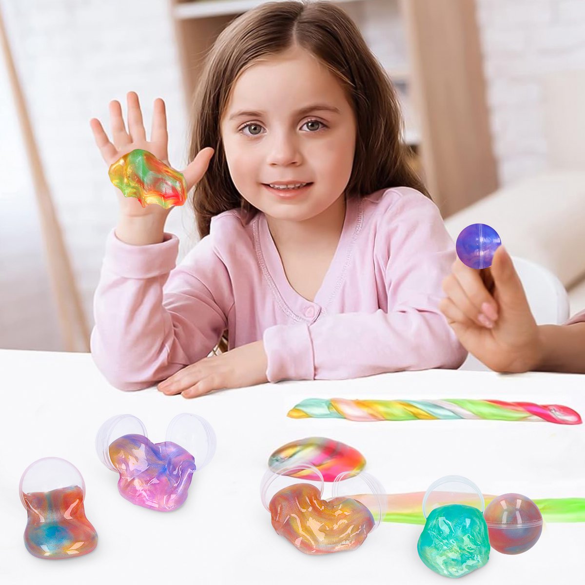 Partizzle 24x Galaxy Slijm Pakket - Universum Astronaut Uitdeelcadeautjes - Grabbelton Maken Slime Speelgoed - Traktatie Cadeautjes voor Kinderen - Gekleurd — afbeelding 3