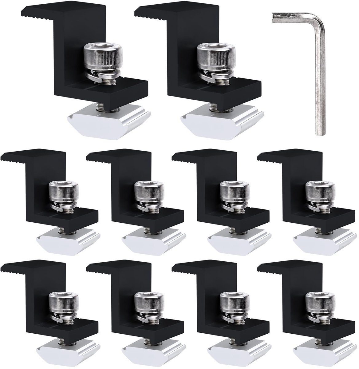 Solar Panel Holder End Clamps 30 mm 10 Pieces Solar Panel Mount Solar Panel Clamp Black Roof Balcony Power Station Motorhome Boat Photovoltaic Mounting