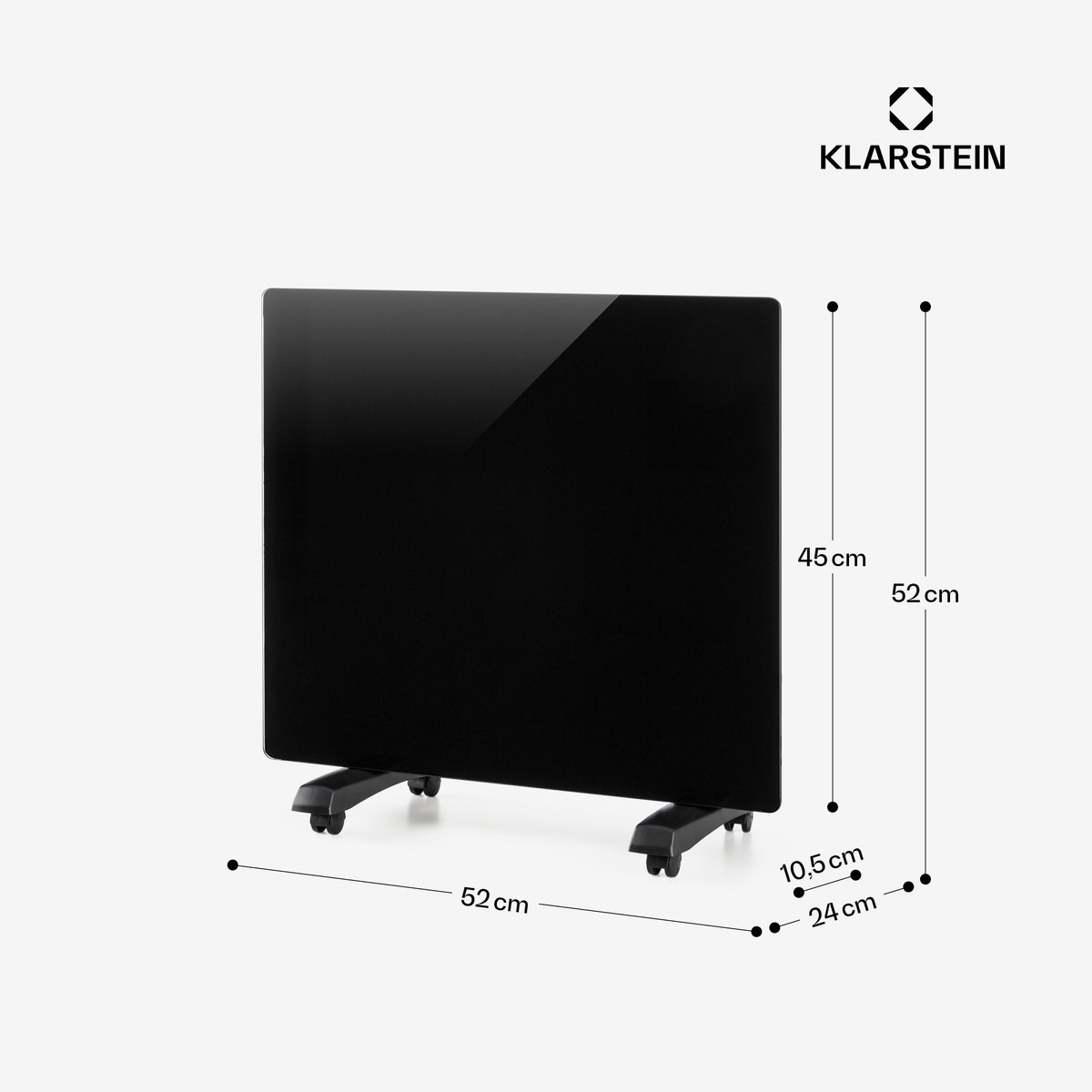 Klarstein elektrische kachel, convectiekachel met wielen, draagbare elektrische kachel, energiebesparend, slanke, stille elektrische kachel, vrijstaande elektrische radiator met thermostaat, 1000 W