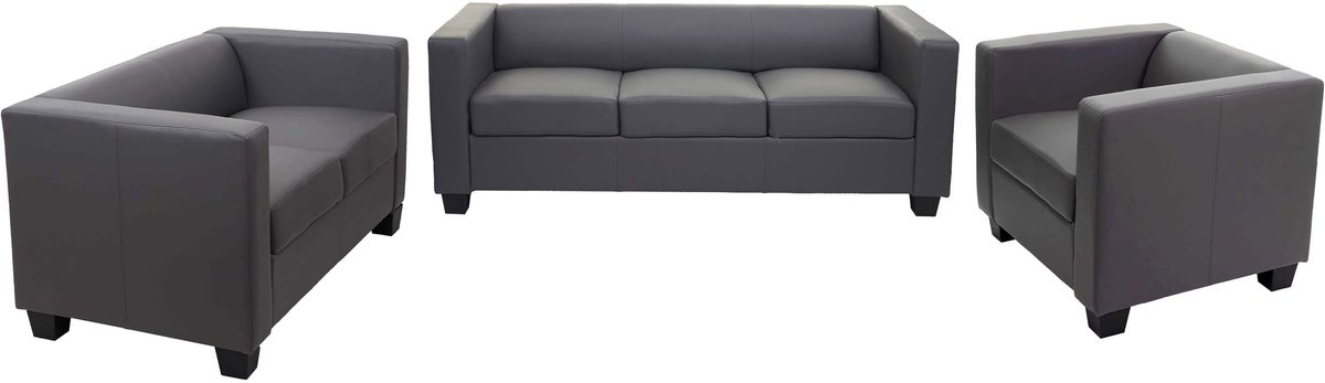 MCW 3-2-1 bankstel Bankstel Loungebank Lille ~ kunstleer, donkergrijs