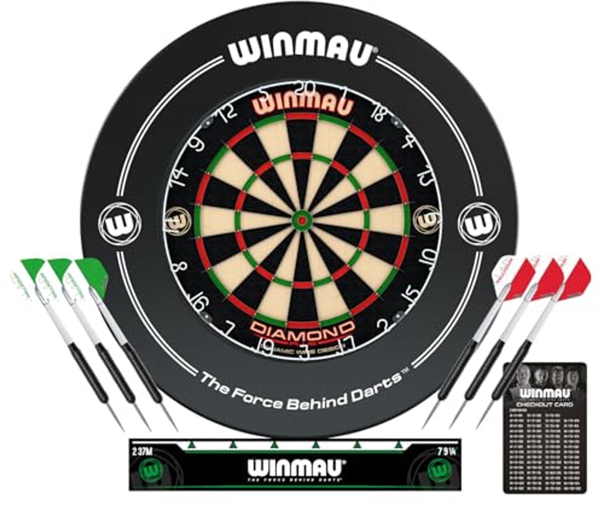 Professioneel Dartbord met Varkenshaar en Surround Set voor Dartsport