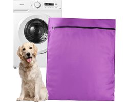 Waszak voor huisdieren, waszak voor huisdieren om haar te verwijderen, stopt dierenhaar dat de wasmachine blokkeert, groot formaat ideaal voor hond kat paard konijn (paars)