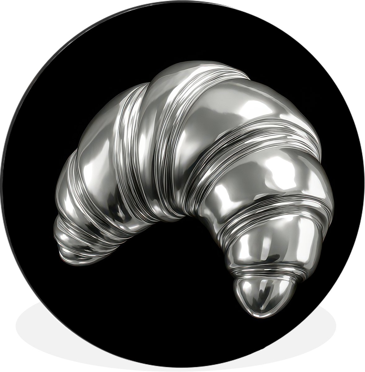 WallCircle Wandcirkel - Muurcirkel - Croissant - Metaal - Zilver - Aluminium - Dibond - 60x60 cm - Binnen en Buiten