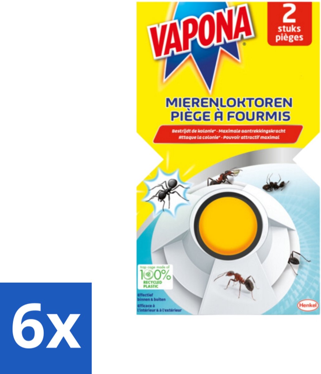 6 x Vapona - Mierenloktoren - 2 Mierenloktorens - Mieren Lokdoos - Mieren Bestrijding - Mierenplaag - Mierenwering - Mierenverdelging