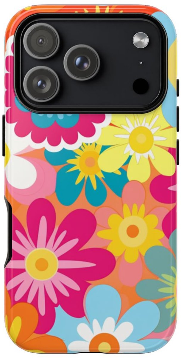 Kleurrijk Retro Bloemenpatroon – Telefoonhoesje Geschikt voor iPhone 17 Pro