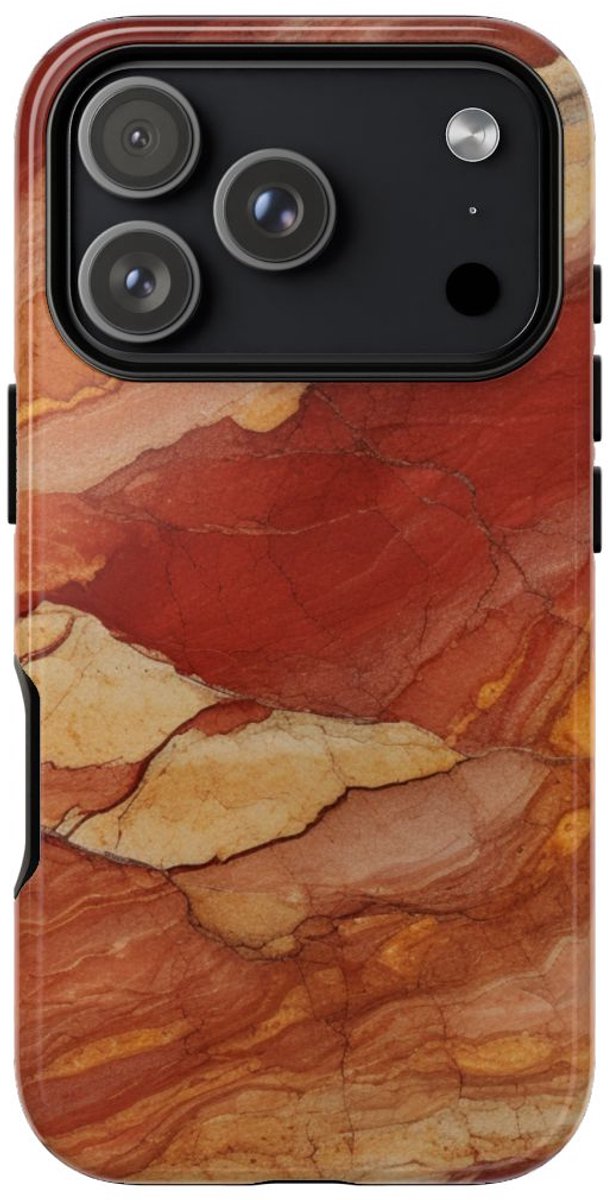 Rode en Beige Natuursteenstructuur – Telefoonhoesje Geschikt voor iPhone 17 Pro