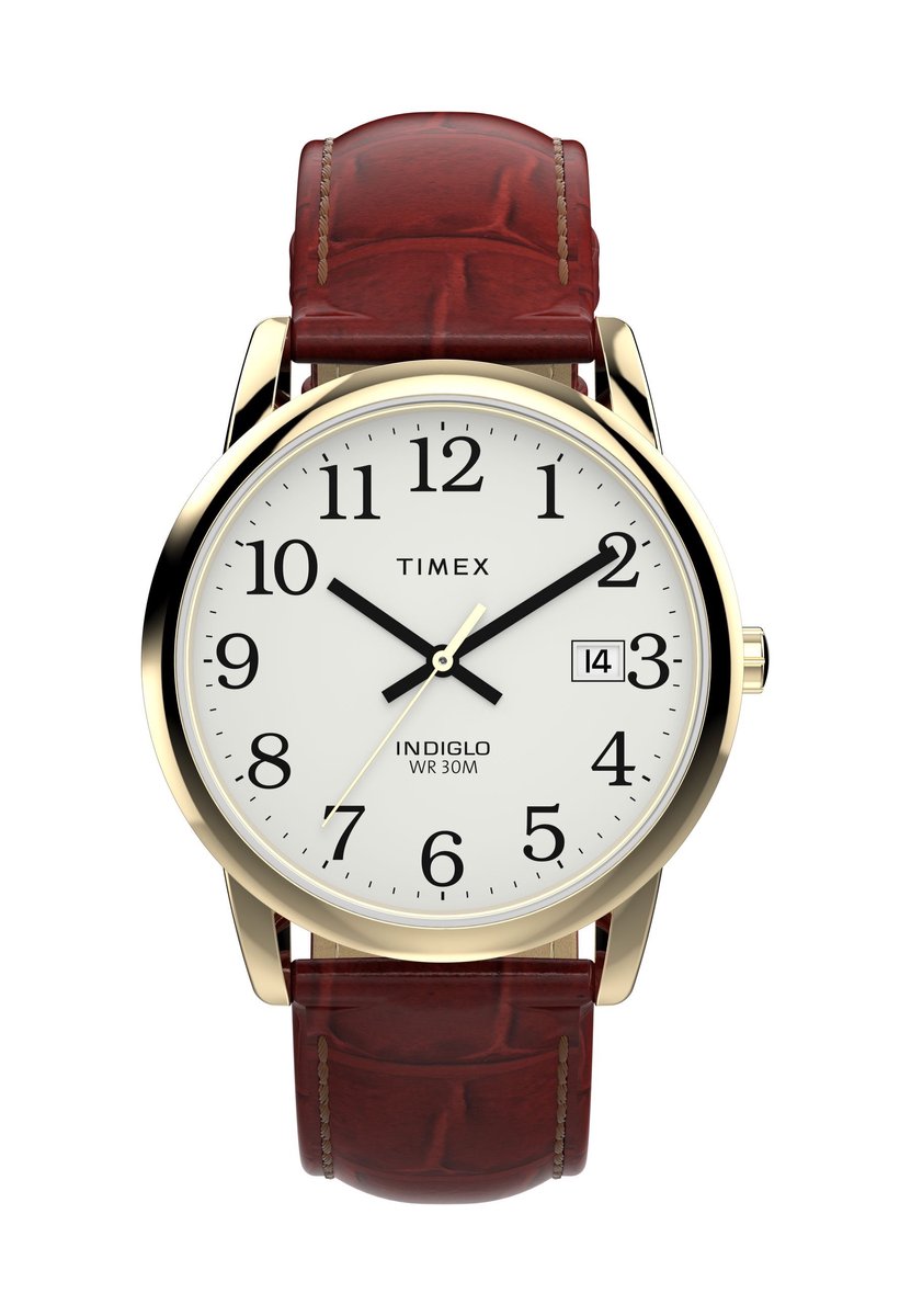 Timex Easy Reader Quartz Analoog Horloge Bruin Kast: 100% Loodarm Messing | Armband: 100% Leer 35 TW2W95400VV, TW2W95500VV
