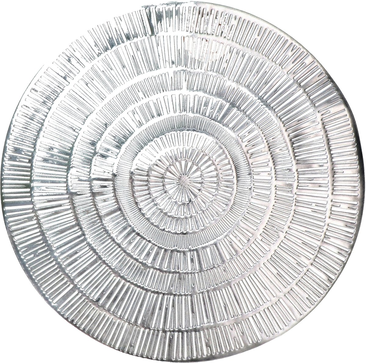 Krist+ Placemat - metallic zilver - rond - D38 cm - kunststof - Voor o.a. Kerstmis/Bruiloft/Feest