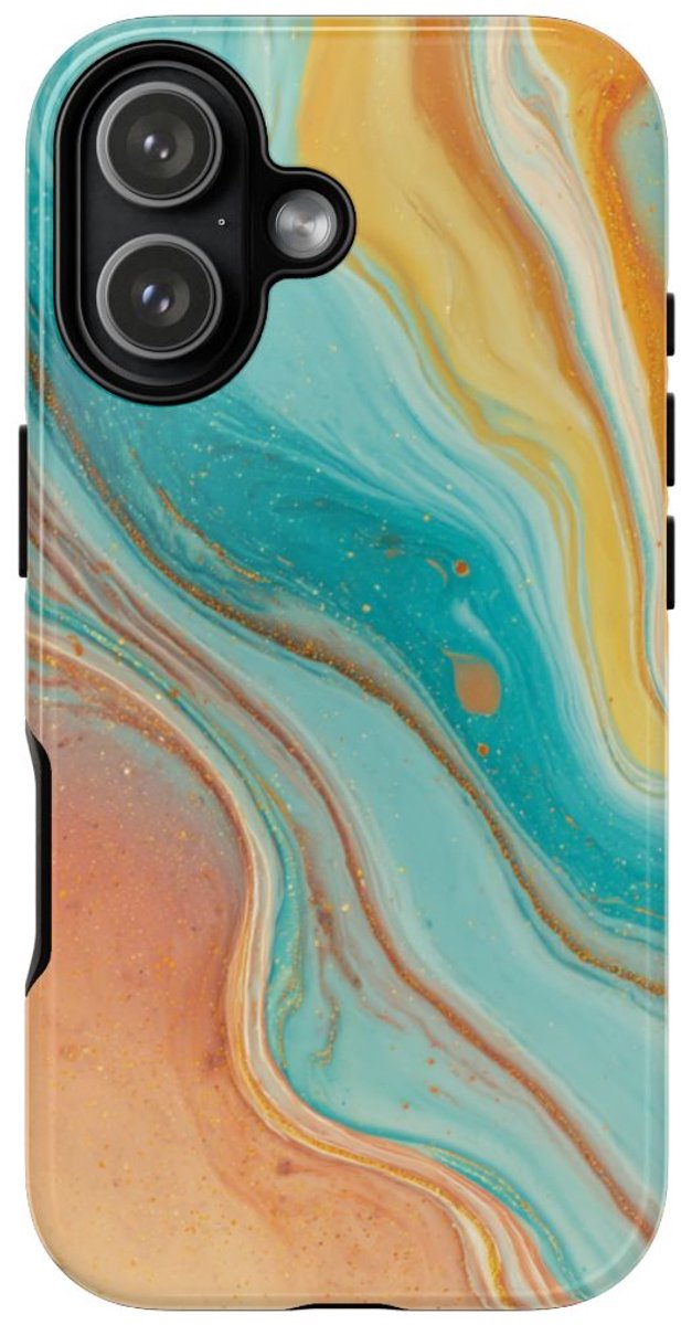 Oranje en Teal Marmer Abstract – Telefoonhoesje Geschikt voor iPhone 17